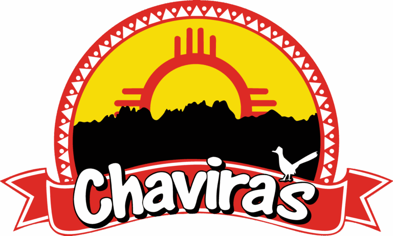 Chavira's Market logo featuring red zia symbol and yellow background.