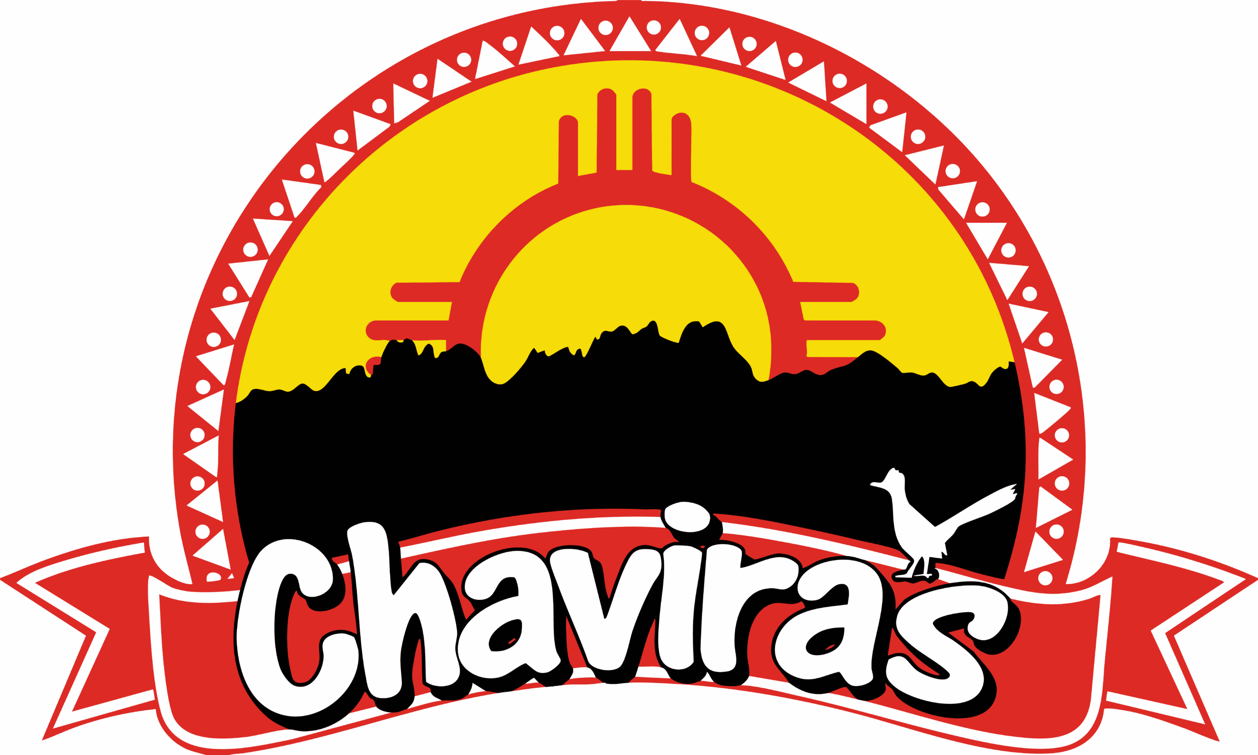 Chavira's Market logo featuring red zia symbol and yellow background.